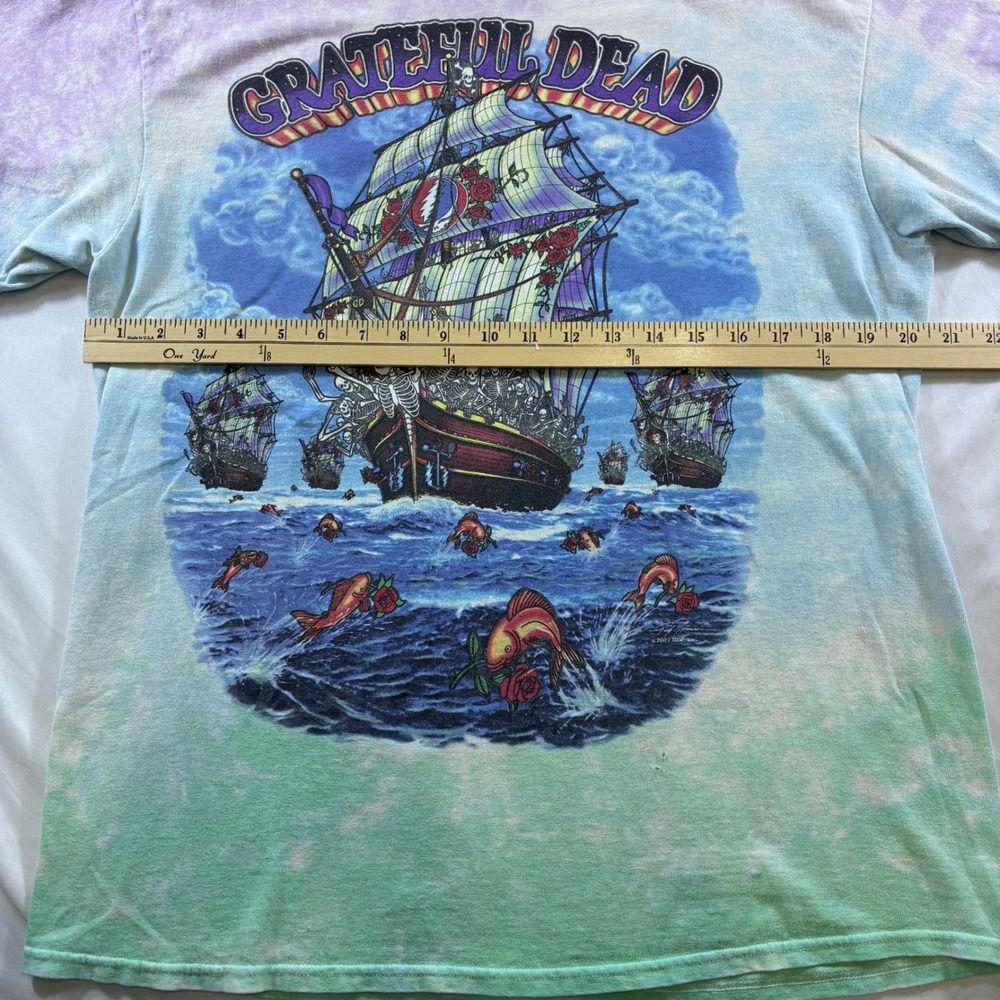 VTG 2001 Grateful Dead Ship of Fools Tie Dye Shirt Liquid Blue Distressed Large - Picture 6 of 8